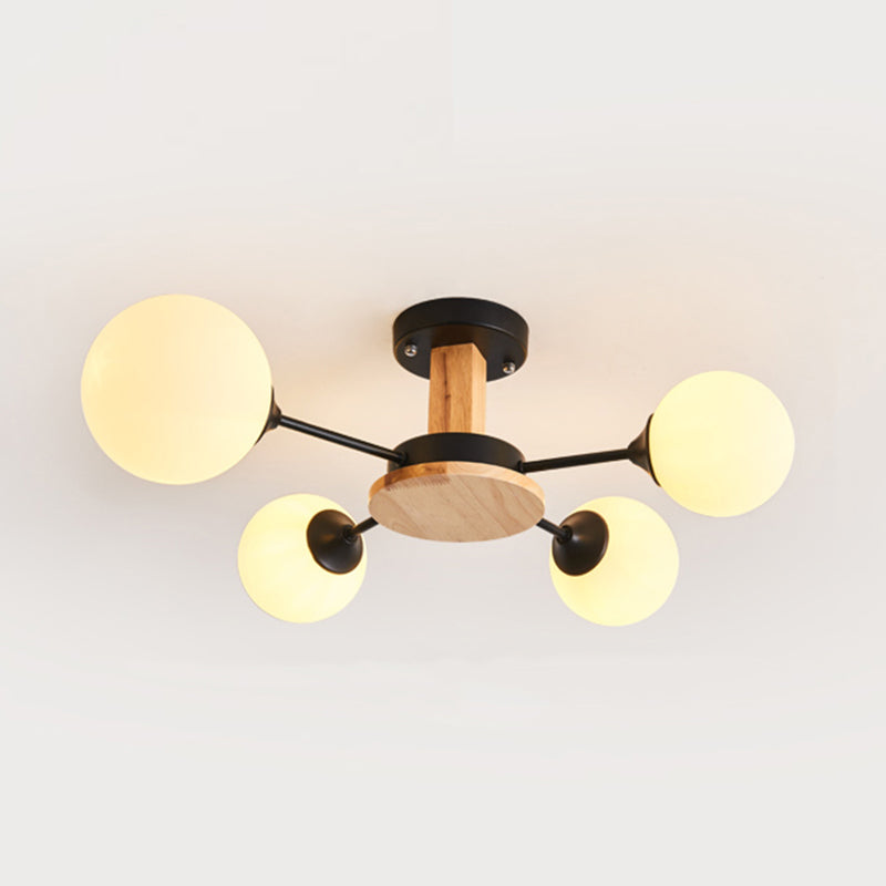 Globe contemporain Flush Lightture Wood Flush Mount Plafond Pilation