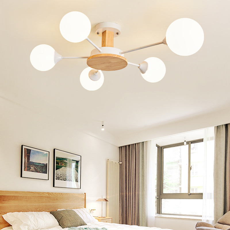 Globe contemporain Flush Lightture Wood Flush Mount Plafond Pilation