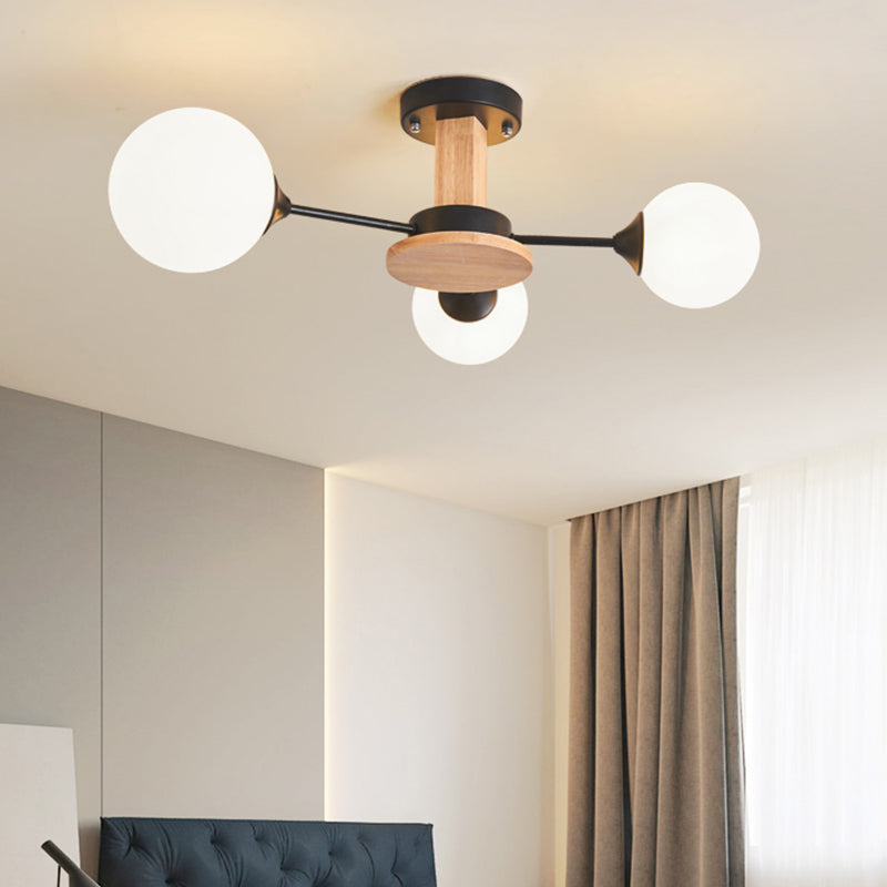 Globe contemporain Flush Lightture Wood Flush Mount Plafond Pilation