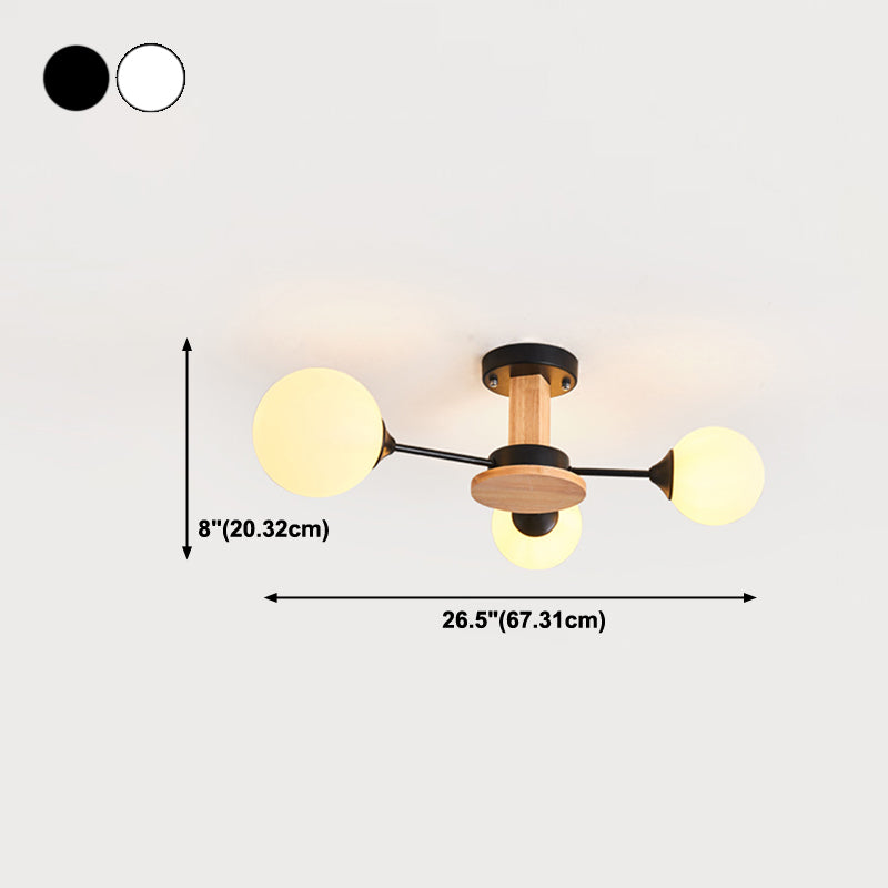 Globe contemporain Flush Lightture Wood Flush Mount Plafond Pilation