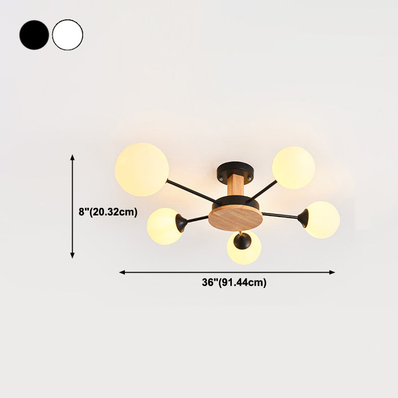 Globe contemporain Flush Lightture Wood Flush Mount Plafond Pilation