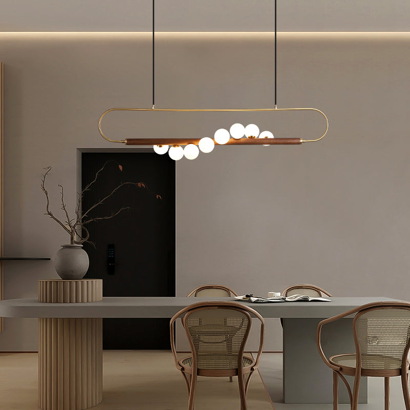 Luces de isla esféricas de estilo creativo moderno luces colgantes de madera
