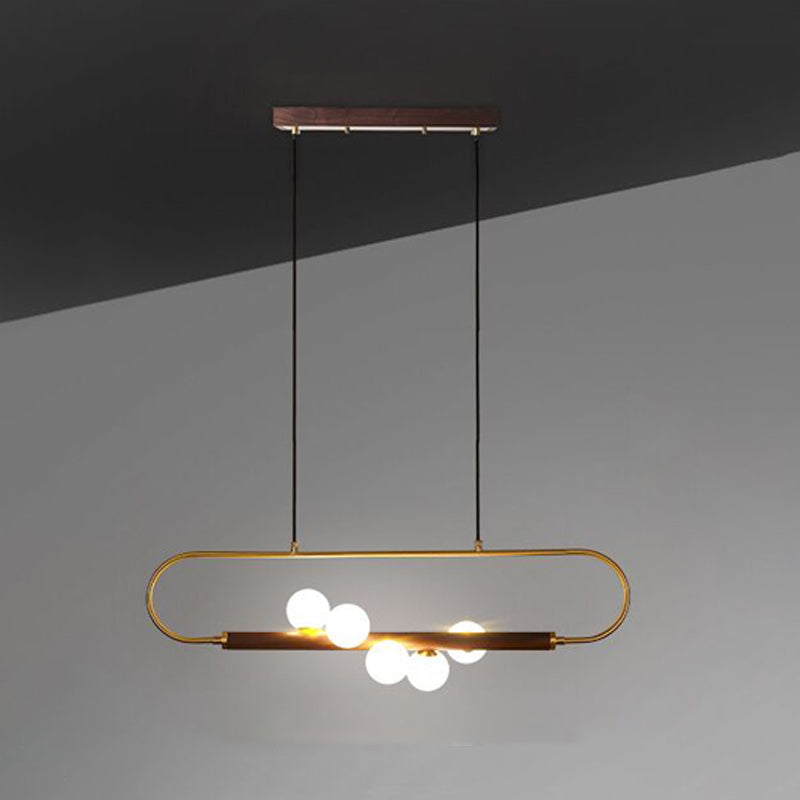 Modern Creative Style Spherical Island Lights Wood Pendant Lights