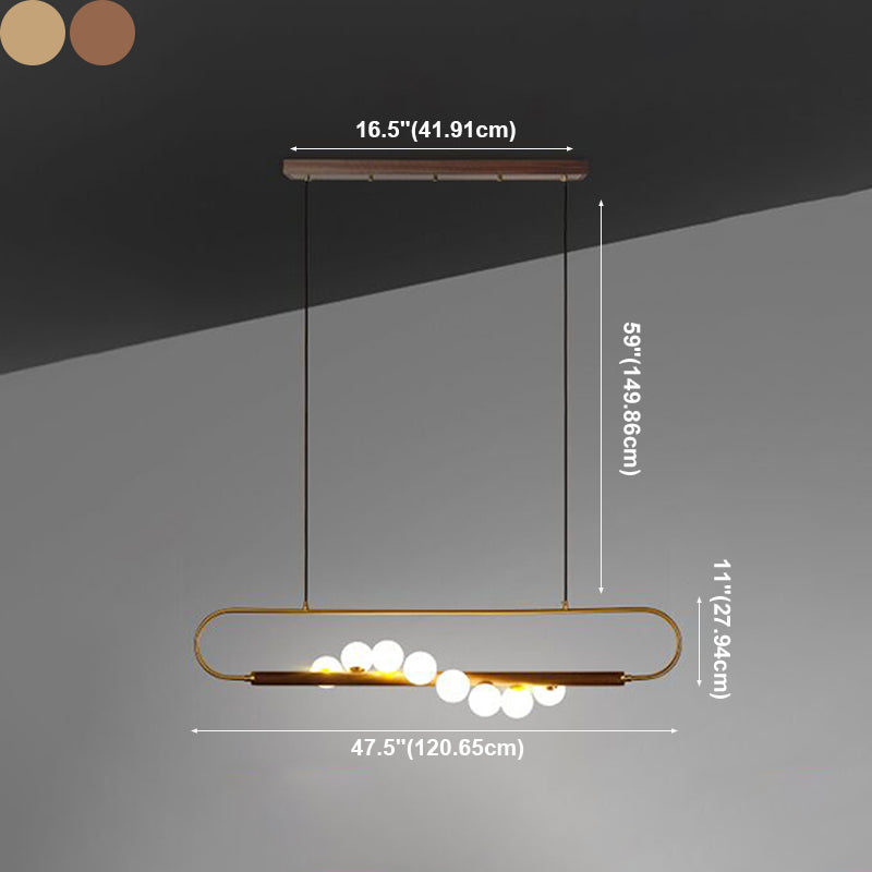 Luces de isla esféricas de estilo creativo moderno luces colgantes de madera