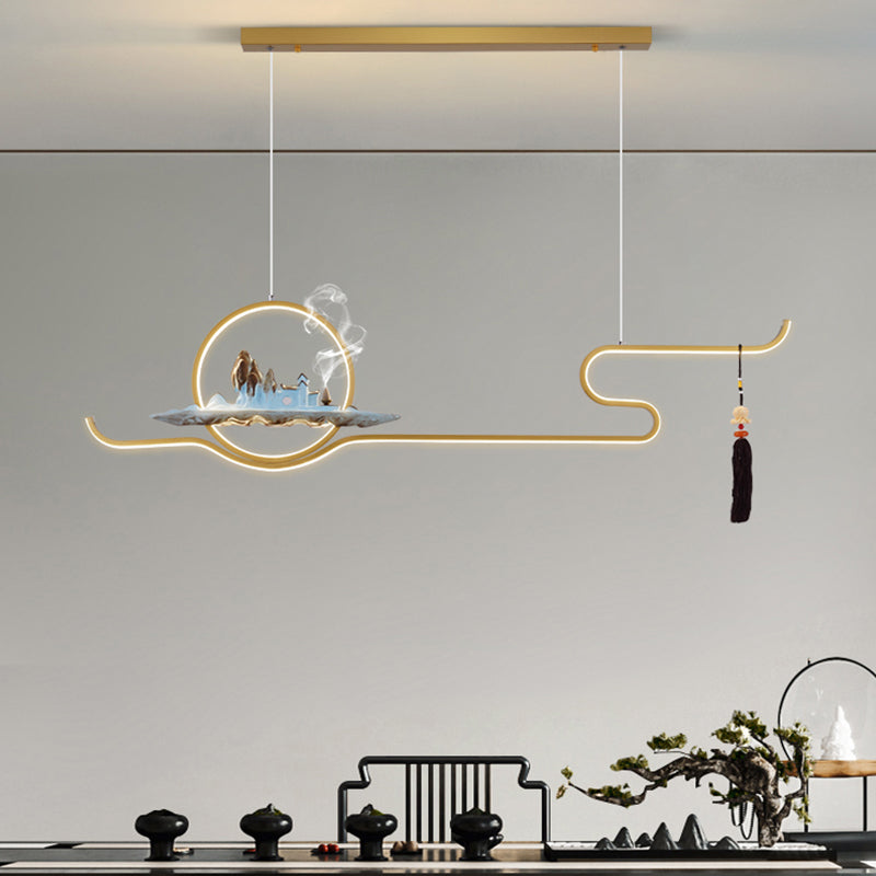 Luces colgantes colgantes lineales de estilo moderno de metal de metal de 2 luces accesorios de iluminación colgantes