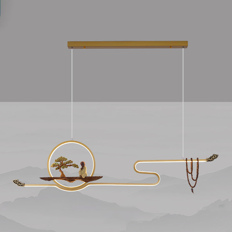 Modern Style Linear Hanging Pendant Lights Metal 2-Light Hanging Lighting Fixtures