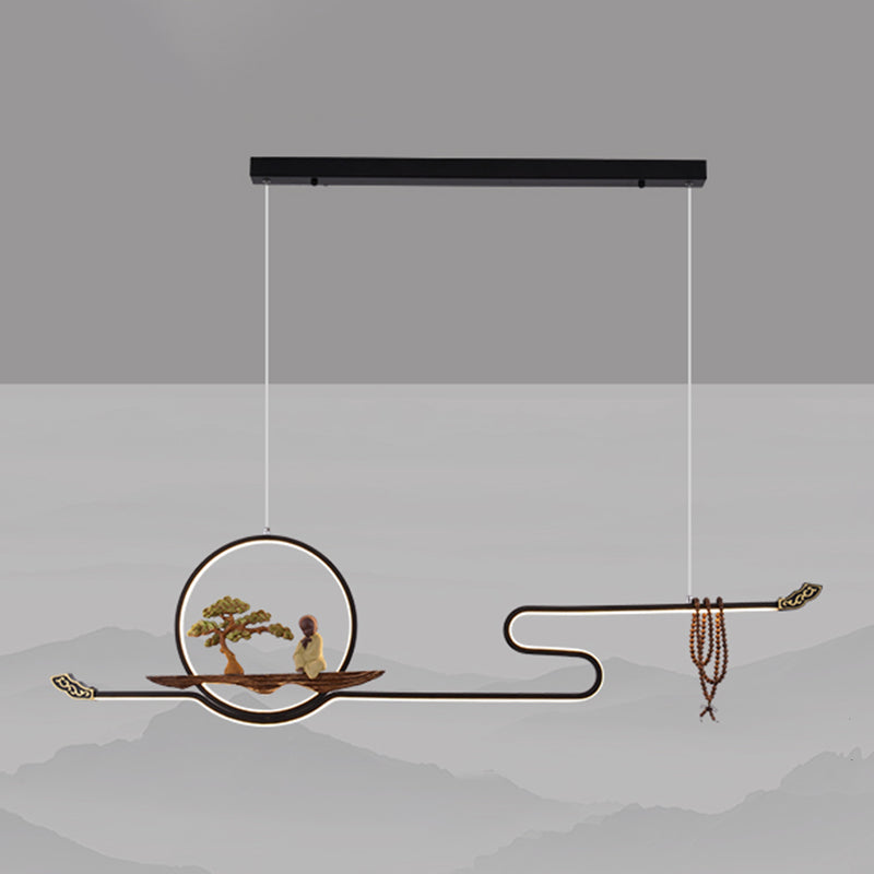 Modern Style Linear Hanging Pendant Lights Metal 2-Light Hanging Lighting Fixtures