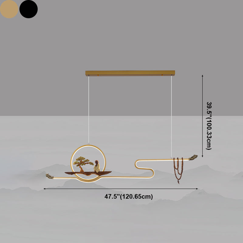 Luces colgantes colgantes lineales de estilo moderno de metal de metal de 2 luces accesorios de iluminación colgantes