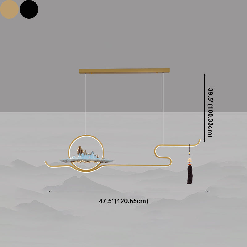 Luces colgantes colgantes lineales de estilo moderno de metal de metal de 2 luces accesorios de iluminación colgantes