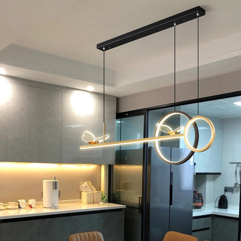 Ideas de iluminación de metal de la isla de 7 luces de estilo lineal de estilo moderno de estilo lineal