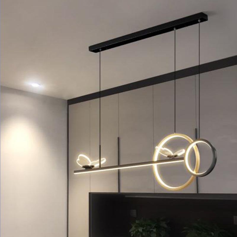 Ideas de iluminación de metal de la isla de 7 luces de estilo lineal de estilo moderno de estilo lineal