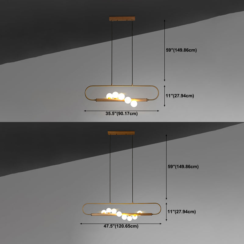 Luces colgantes de isla esférica de iluminación colgante moderna con sombra de vidrio blanco