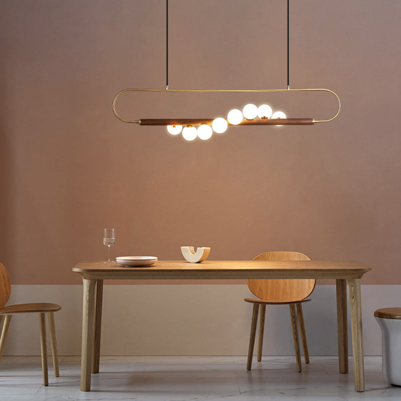 Luces colgantes de isla esférica de iluminación colgante moderna con sombra de vidrio blanco