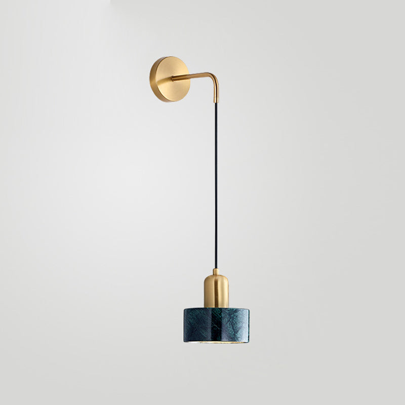 Modern Metal Wall Light Gold 6" Wide Wall Sconce with Marble for Bedroom