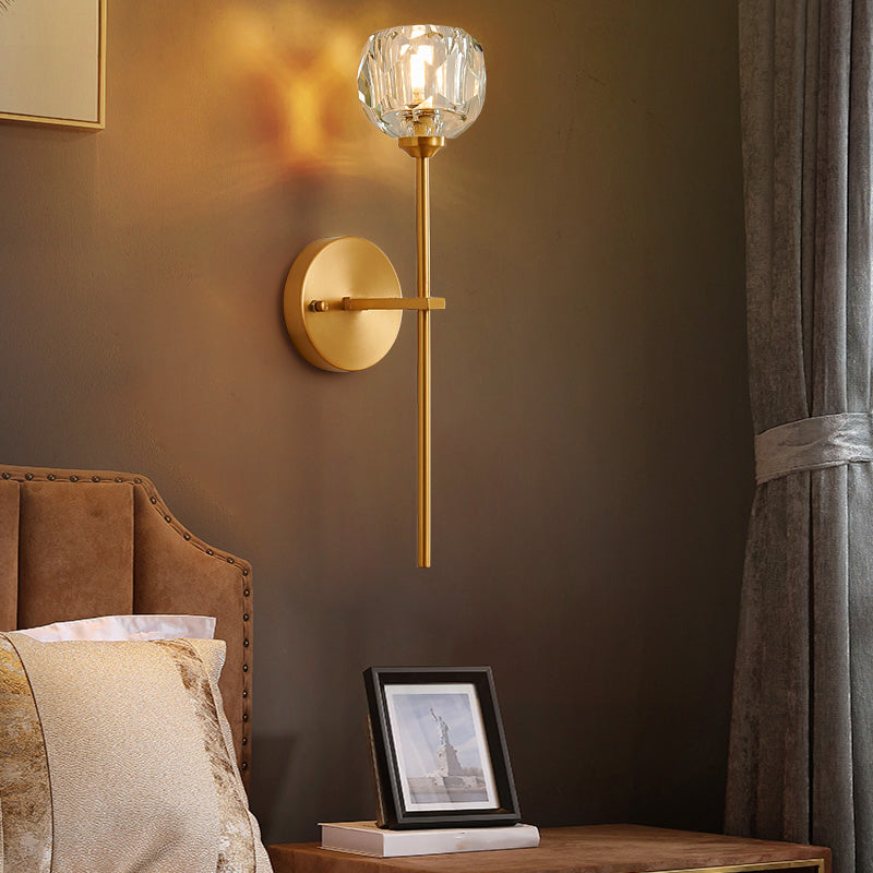 Modern Metal Wall Light Globe Gold Wall Sconce with Crystal for Living Room