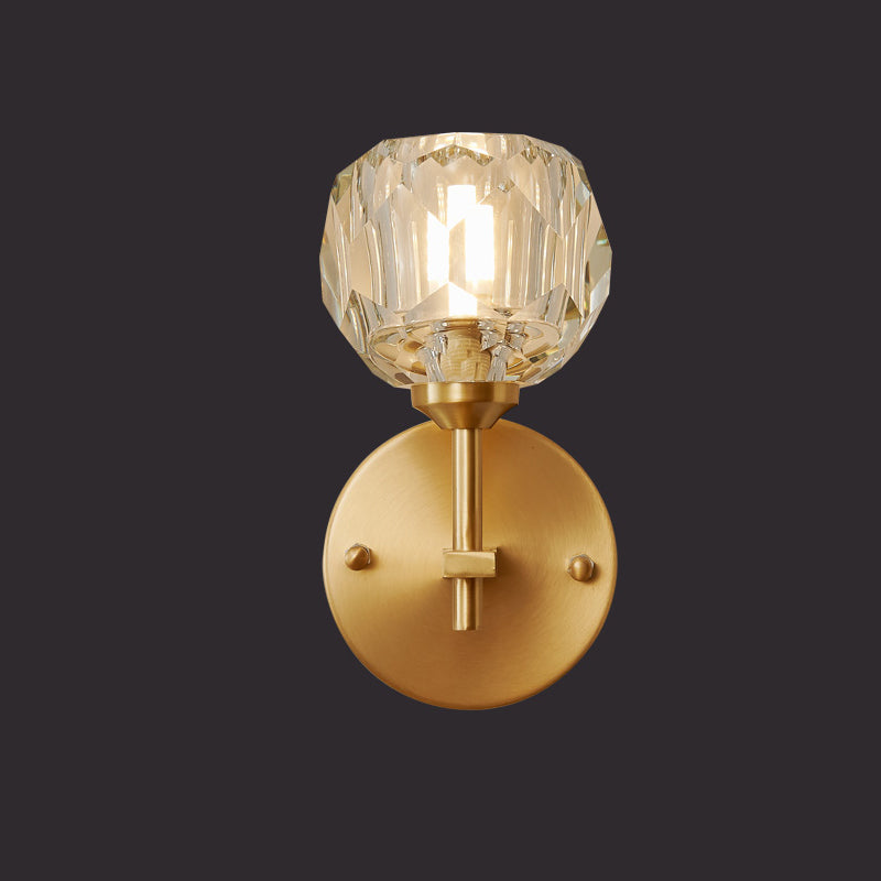 Modern Metal Wall Light Globe Gold Wall Sconce with Crystal for Living Room