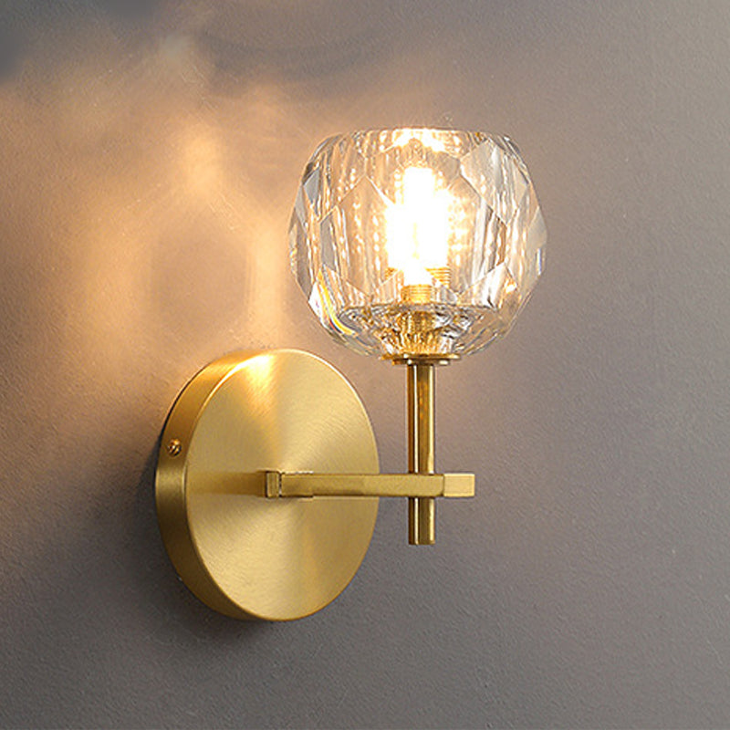 Moderne Messing Wandleuchte Globus Gold Wandleuchten mit Kristall für Schlafzimmer