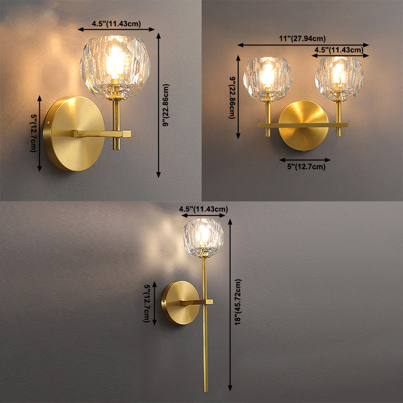 Moderne Messing Wandleuchte Globus Gold Wandleuchten mit Kristall für Schlafzimmer