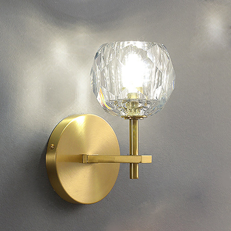 Moderne Messing Wandleuchte Globus Gold Wandleuchten mit Kristall für Schlafzimmer