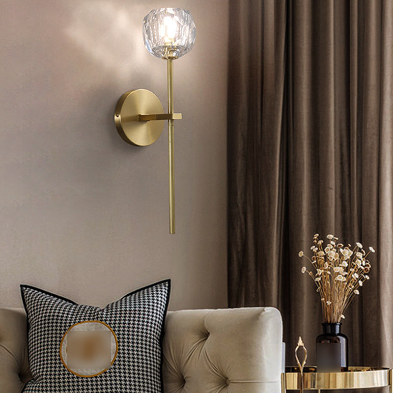 Moderne Messing Wandleuchte Globus Gold Wandleuchten mit Kristall für Schlafzimmer