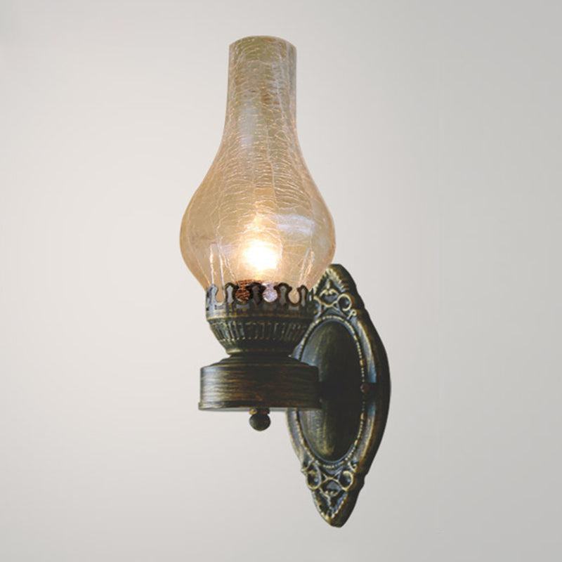Retro Metal Wall Light Kerosene Wall Sconce with Glass for Coffee Shop