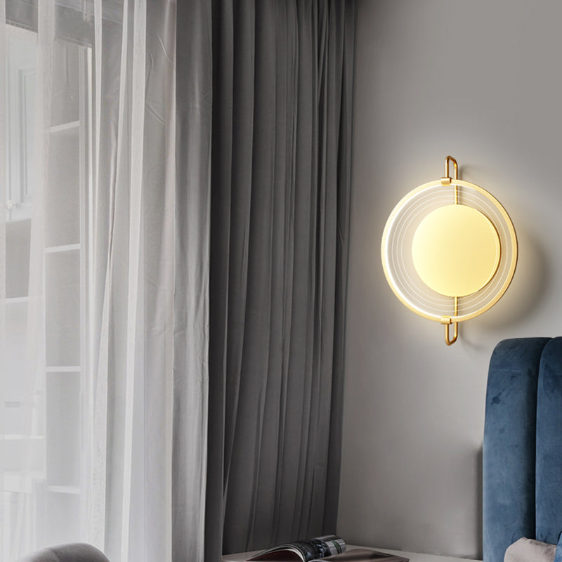 Luz de pared LED creativa estilo moderno de luz redonda de luz para dormitorio