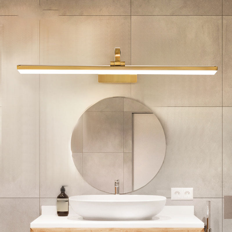 Linear Shade Metal Wall Sconce Modern 1-Light Mirror Wall Mount Lighting