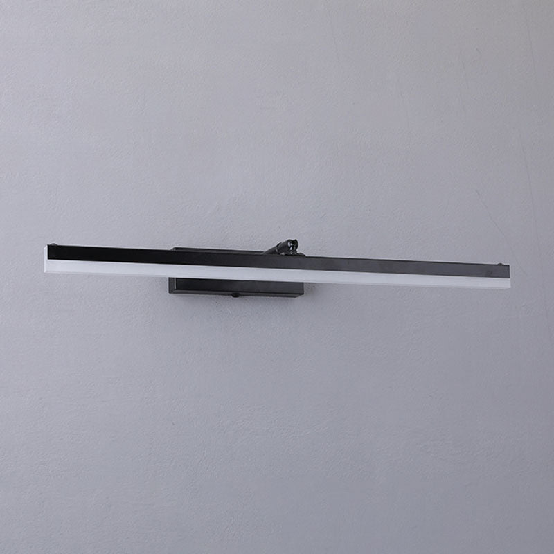 Metal Linear Wall Sconce Modern 1 Light Swing Arm Mirror Wall Mount Light Fixture in Black