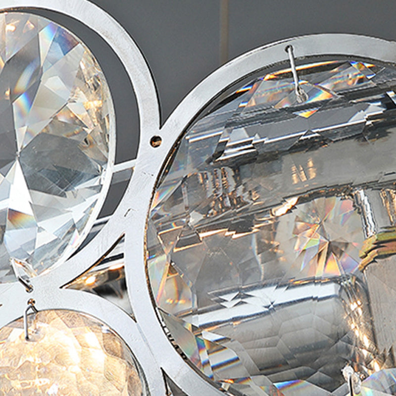 Modern Style Hanging Lights Round Crystal Chandelier in Clear for Living Room