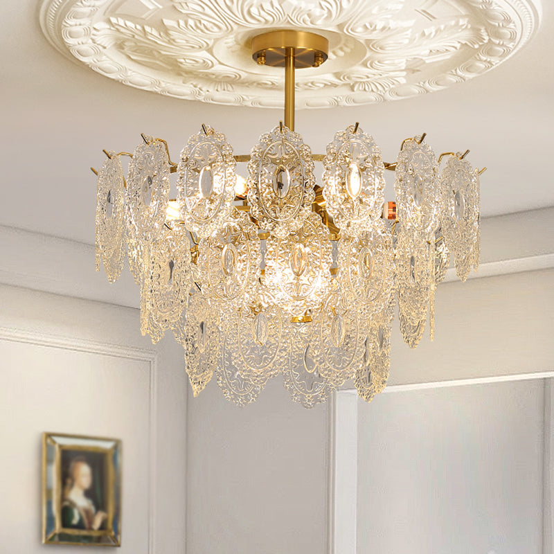 Contemporary Style Geometry Pendant Chandeliers Glass Hanging Light Fixtures in Gold