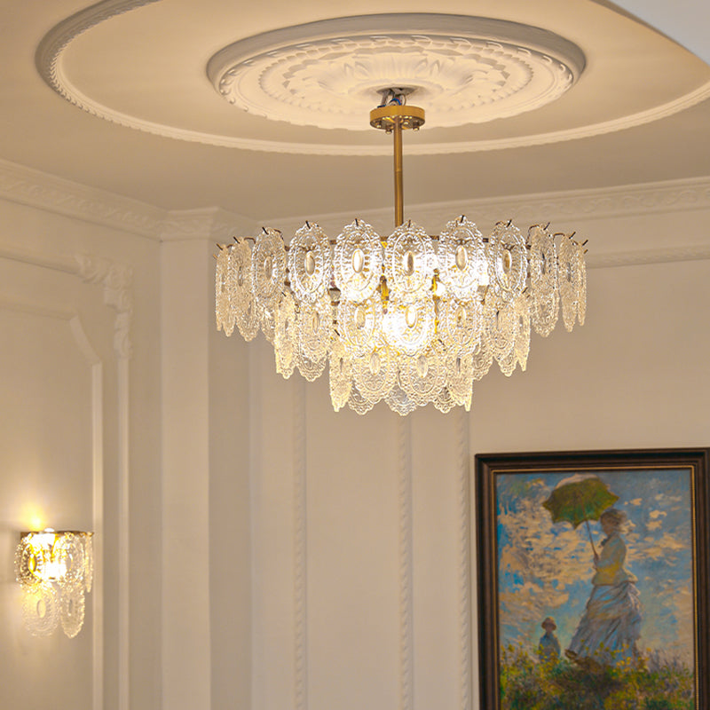 Contemporary Style Geometry Pendant Chandeliers Glass Hanging Light Fixtures in Gold