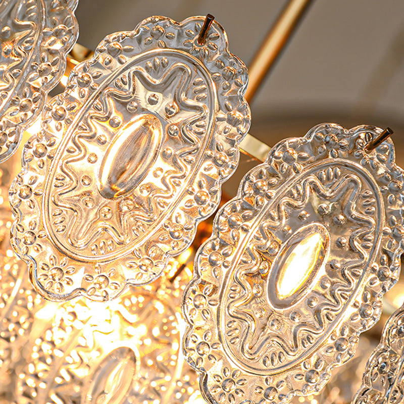 Contemporary Style Geometry Pendant Chandeliers Glass Hanging Light Fixtures in Gold