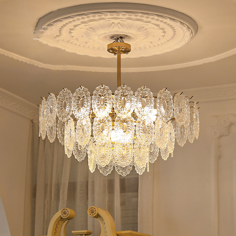 Contemporary Style Geometry Pendant Chandeliers Glass Hanging Light Fixtures in Gold