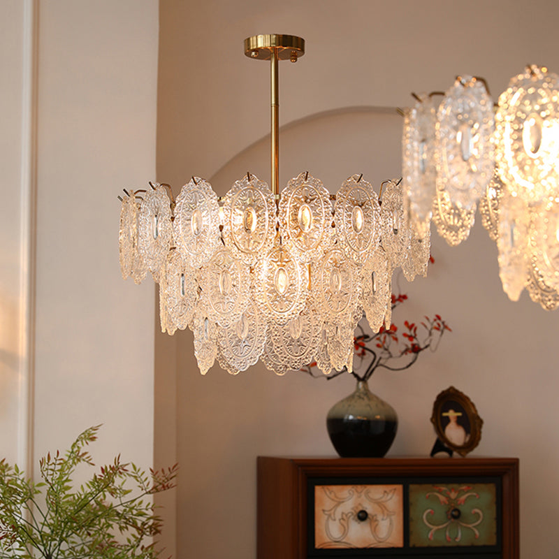 Contemporary Style Geometry Pendant Chandeliers Glass Hanging Light Fixtures in Gold