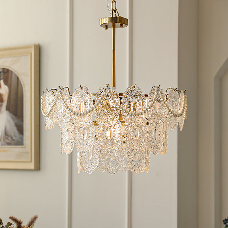 Contemporary Style Geometry Pendant Chandeliers Glass Hanging Light Fixtures in Gold