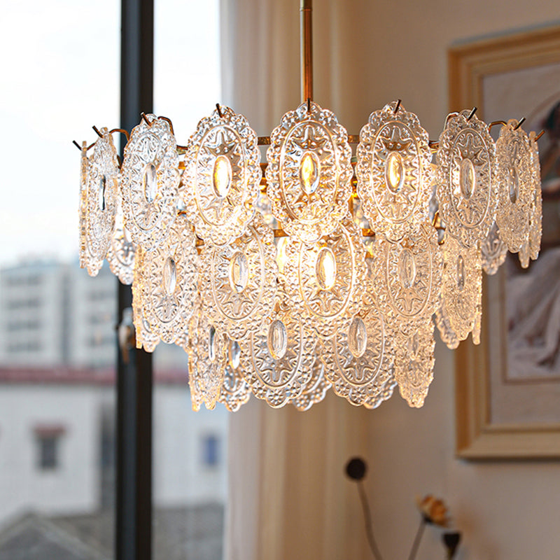 Contemporary Style Geometry Pendant Chandeliers Glass Hanging Light Fixtures in Gold