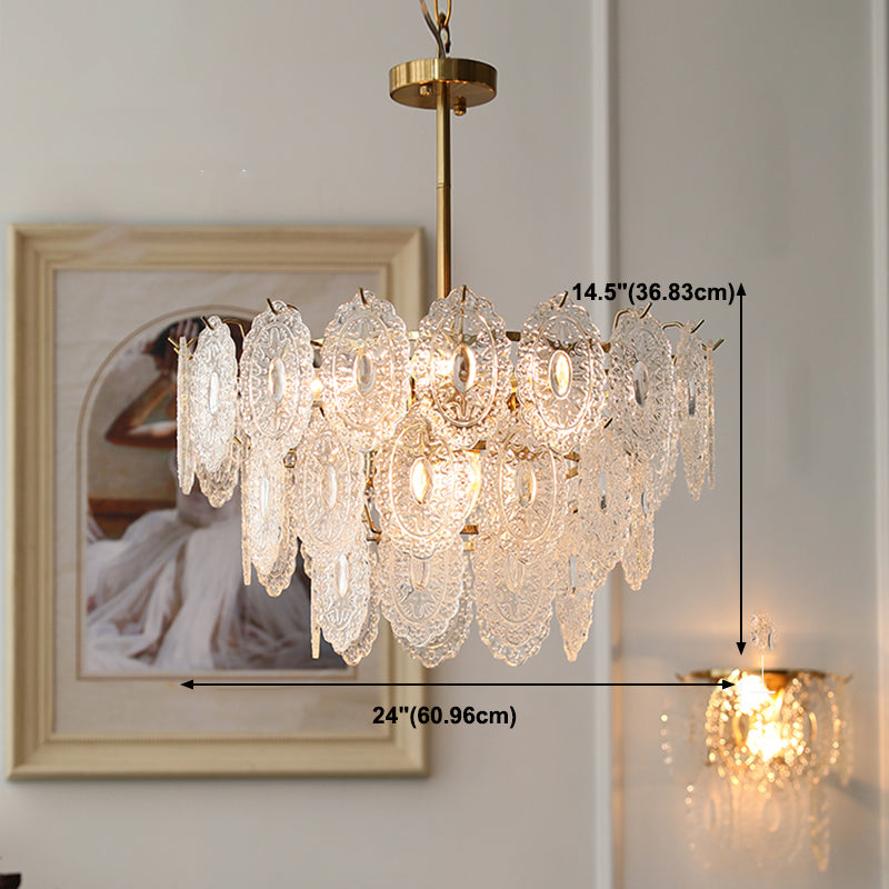 Contemporary Style Geometry Pendant Chandeliers Glass Hanging Light Fixtures in Gold
