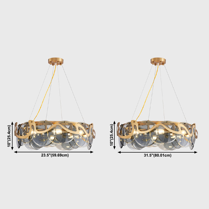 Minimal Style Chandelier Light Fixture Round Shape Glass Hanging Light for Bedroom