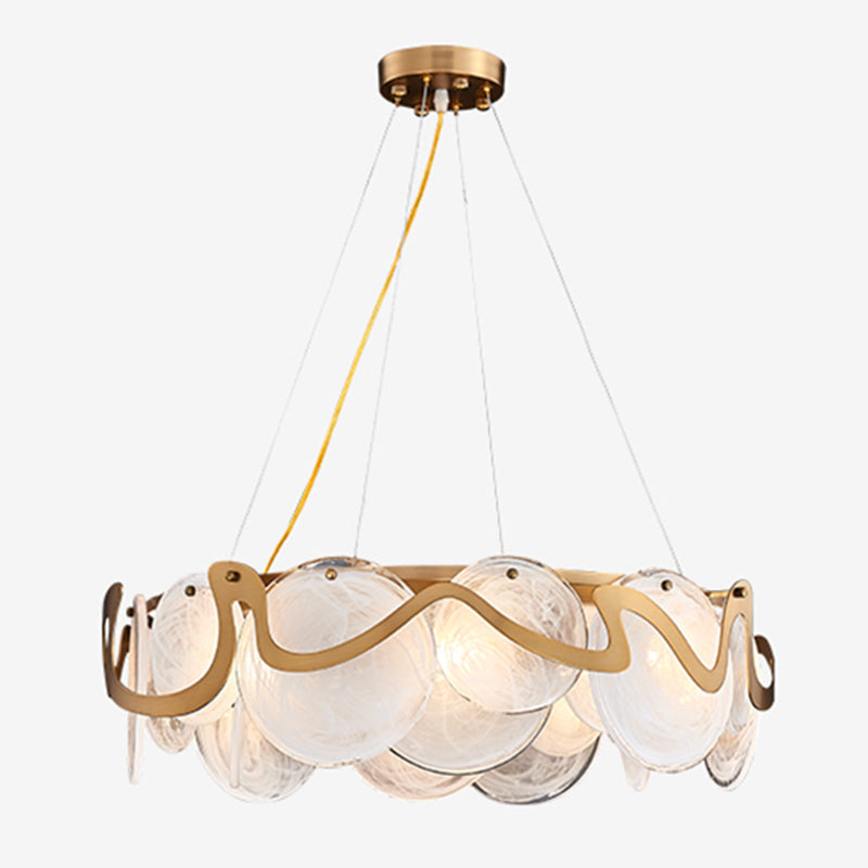 Minimal Style Chandelier Light Fixture Round Shape Glass Hanging Light for Bedroom