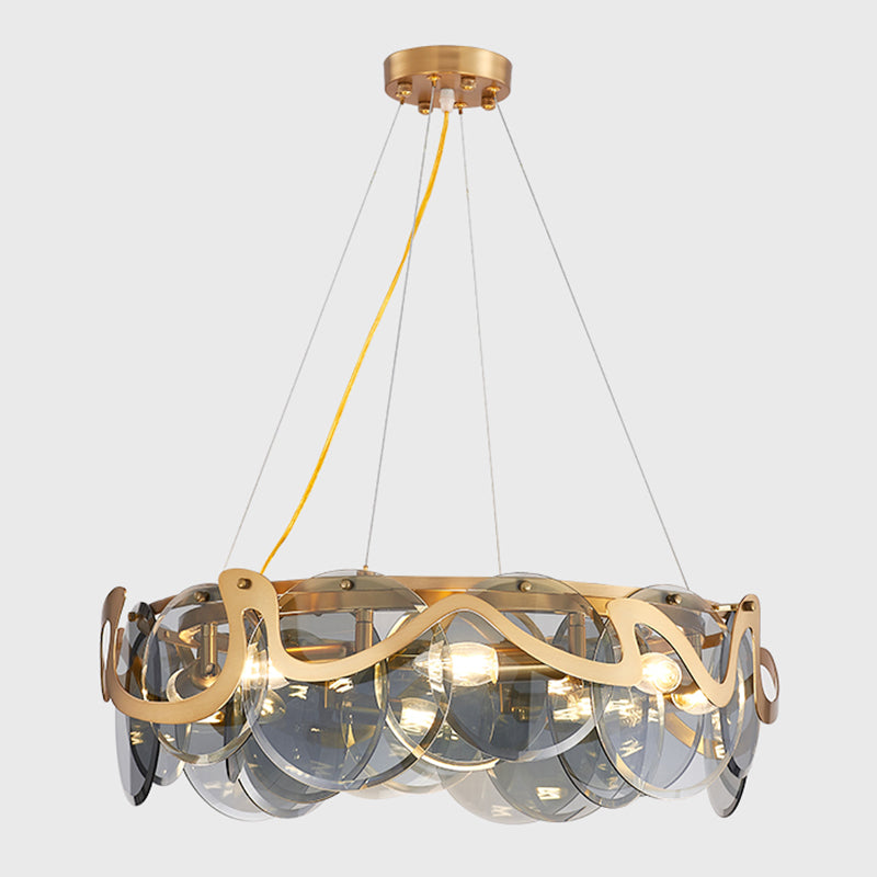 Minimal Style Chandelier Light Fixture Round Shape Glass Hanging Light for Bedroom