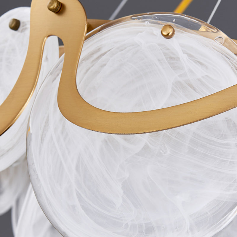 Minimal Style Chandelier Light Fixture Round Shape Glass Hanging Light for Bedroom