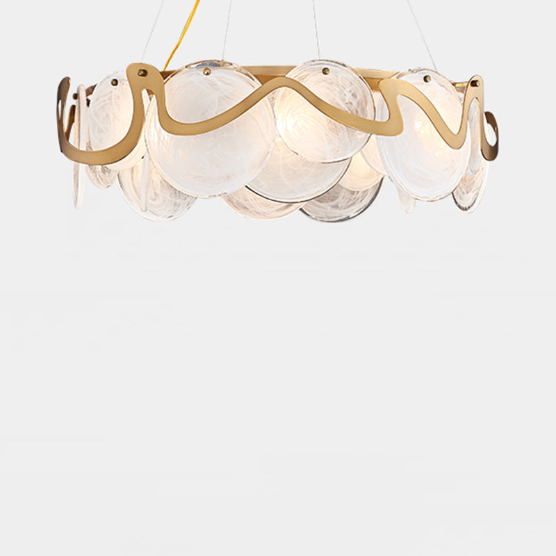 Minimal Style Chandelier Light Fixture Round Shape Glass Hanging Light for Bedroom