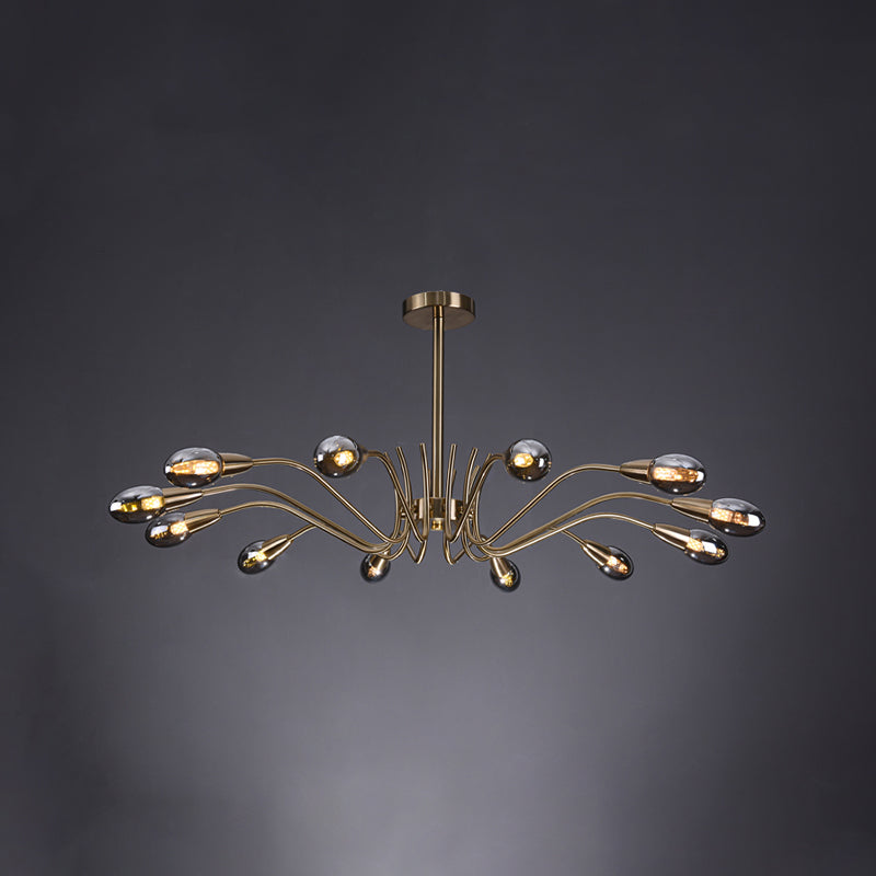 Lámpara de lámpara de lámpara de estilo posmoderno lámpara colgante de vidrio dorado para sala de estar