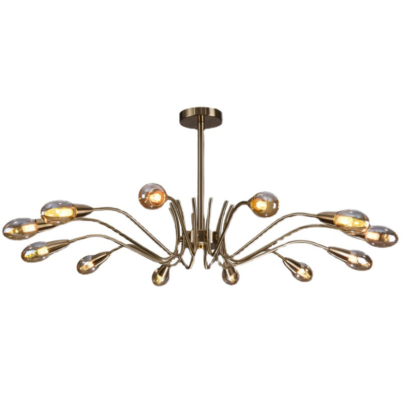 Lámpara de lámpara de lámpara de estilo posmoderno lámpara colgante de vidrio dorado para sala de estar