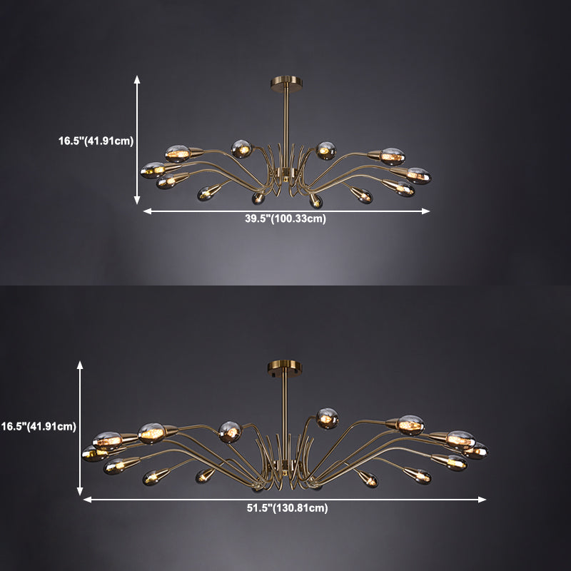 Lámpara de lámpara de lámpara de estilo posmoderno lámpara colgante de vidrio dorado para sala de estar