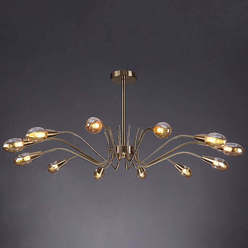 Lámpara de lámpara de lámpara de estilo posmoderno lámpara colgante de vidrio dorado para sala de estar