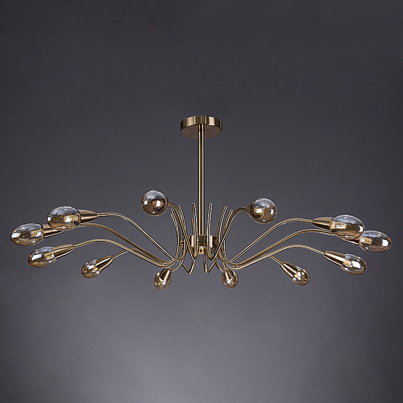 Lámpara de lámpara de lámpara de estilo posmoderno lámpara colgante de vidrio dorado para sala de estar