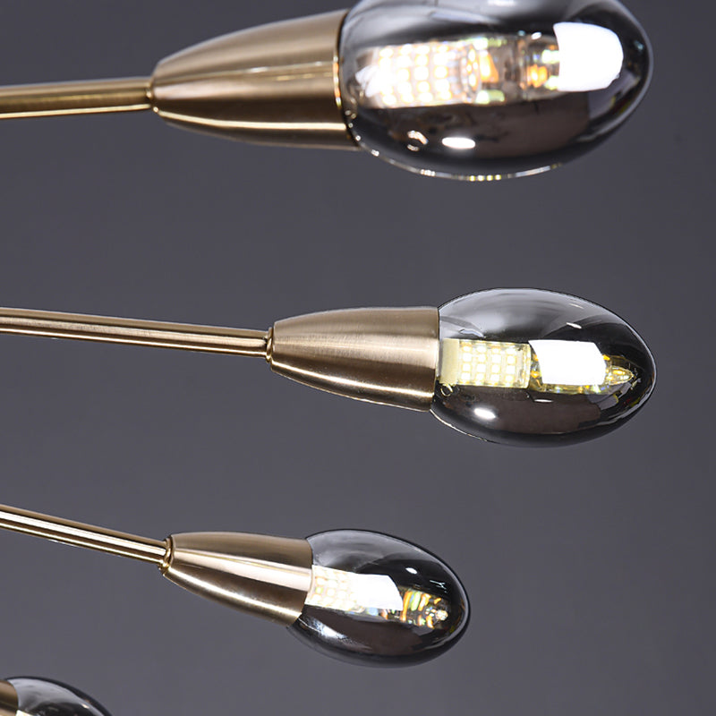 Lámpara de lámpara de lámpara de estilo posmoderno lámpara colgante de vidrio dorado para sala de estar