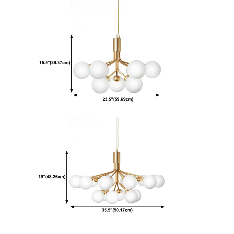 Modern Style Chandelier Light Fixture Globe Shape White Glass Pendant Light