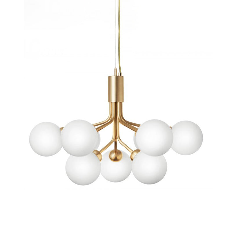 Modern Style Chandelier Light Fixture Globe Shape White Glass Pendant Light